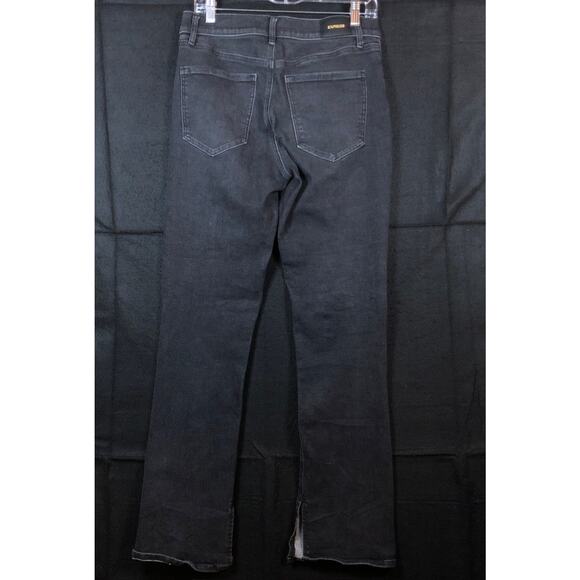 Express Womens Jeans Black Denim Mid Rise Skyscraper Stretch 10 R - Picture 10 of 13